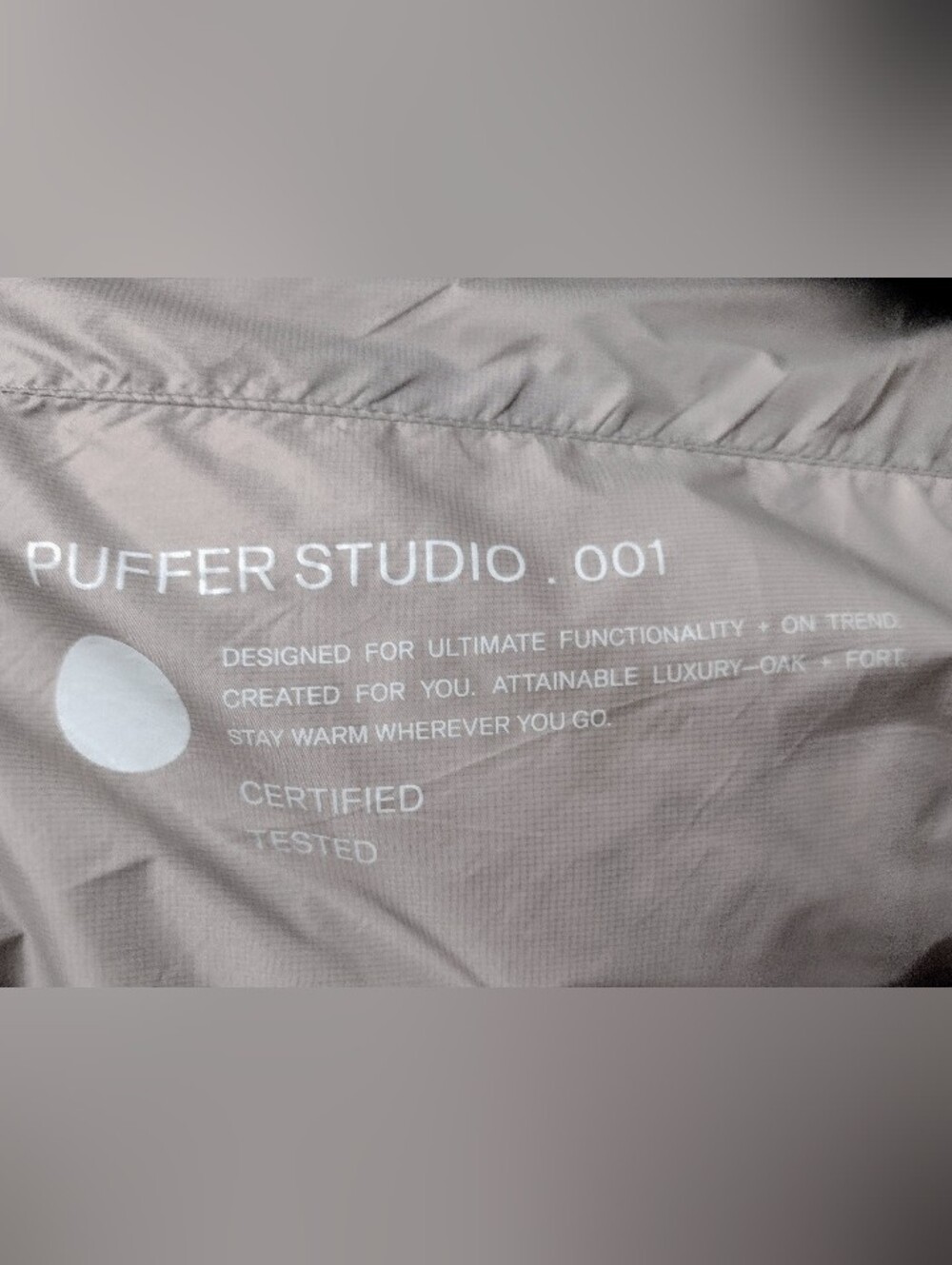 Oak & Fort Taupe Oversized Down Fill Puffer Studio 01 (XS) 700 Fill High Collar - Picture 11 of 15